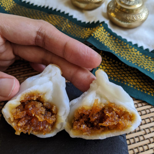 modak with jaggery coconut filling