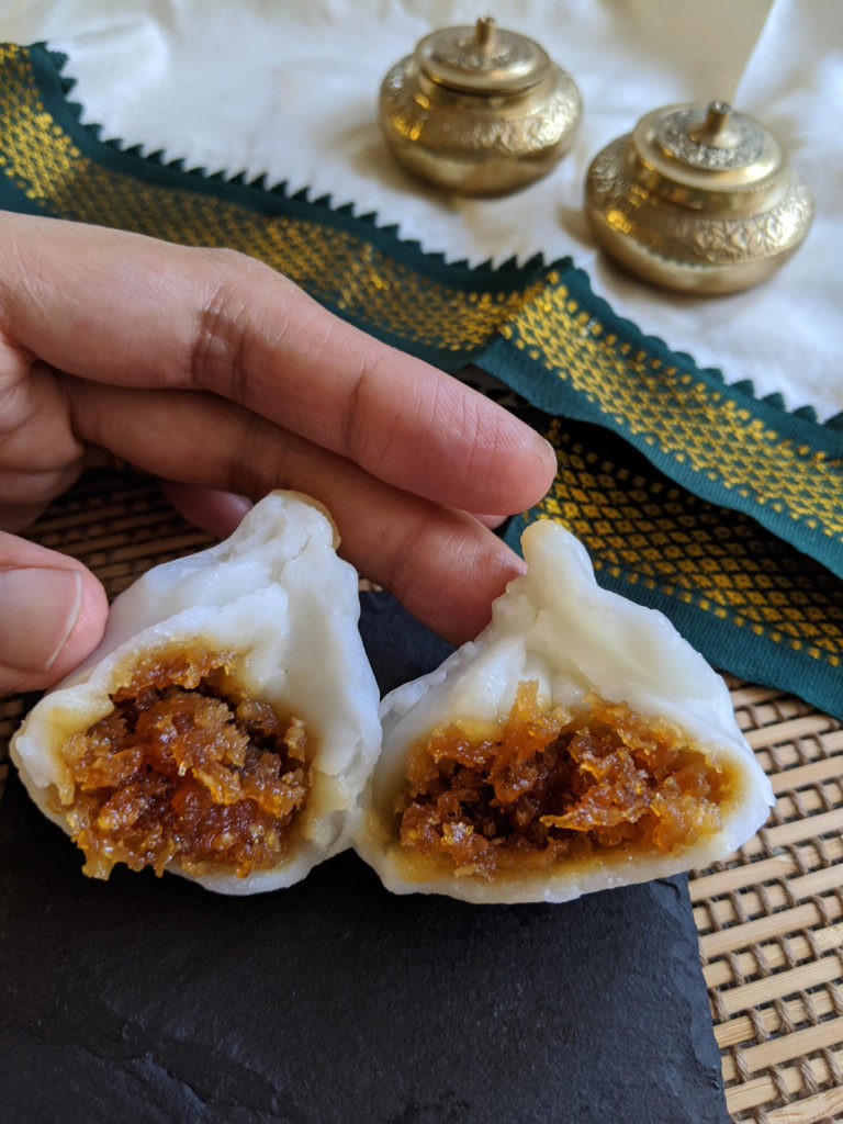 modak with jaggery coconut filling