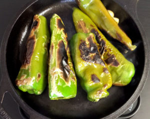 roasting hatch chiles for the dip