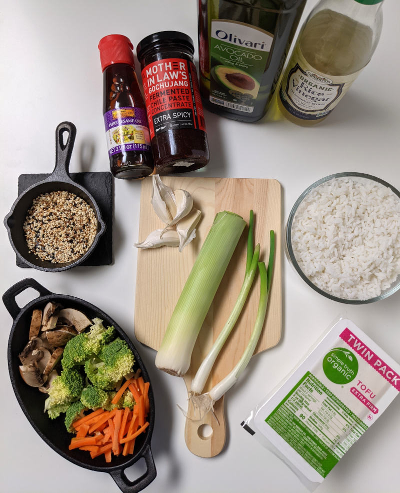 Ingredients needed for gochujang fried rice