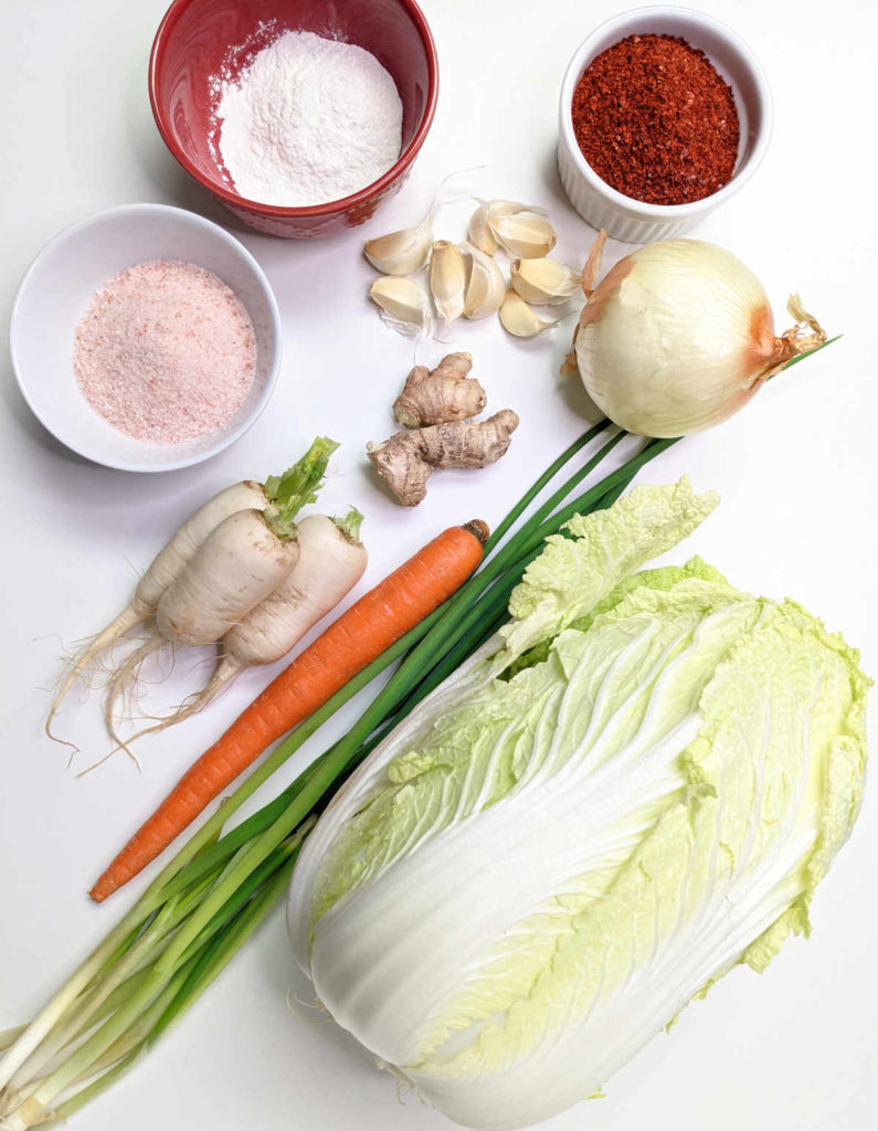 ingredients needed for vegan kimchi