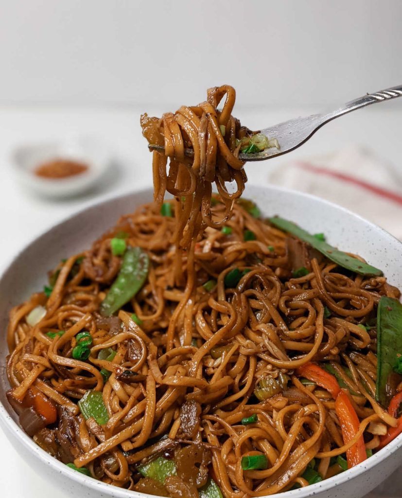 photo of vegan noodles stir fry