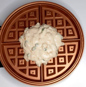 Image showing thickness of eggless waffles batter