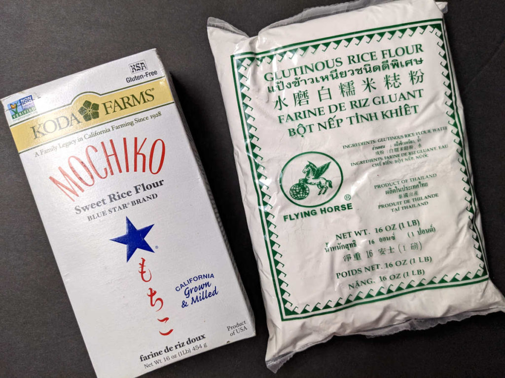 Two brands of sweet rice flour.