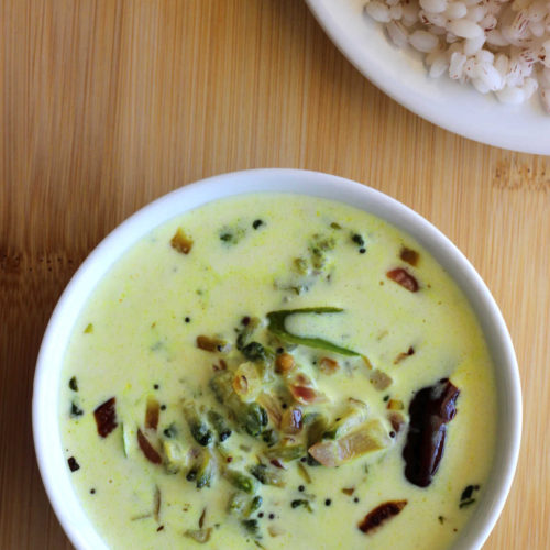 South indian style bitter gourd recipe with yogurt.